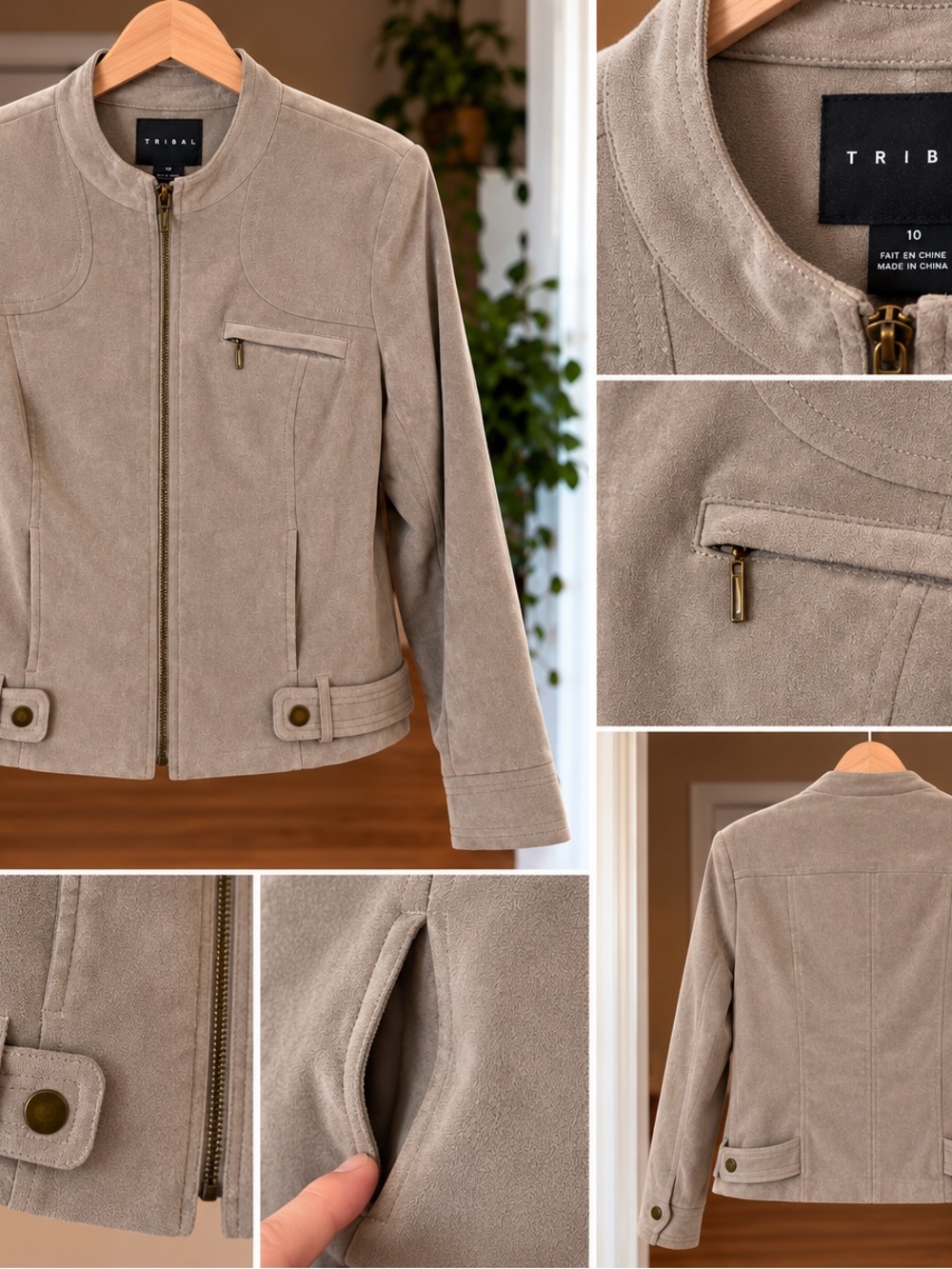 Tribal Taupe Utility Zip-Front Jacket